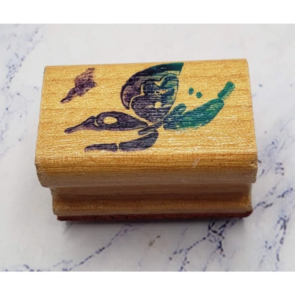 Painted Butterfly Nature Art Stamps Wood Mounted Rubber Stamp